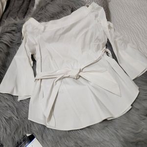 White blouse with waist strap